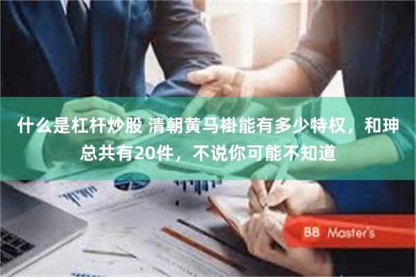 什么是杠杆炒股 清朝黄马褂能有多少特权，和珅总共有20件，不说你可能不知道