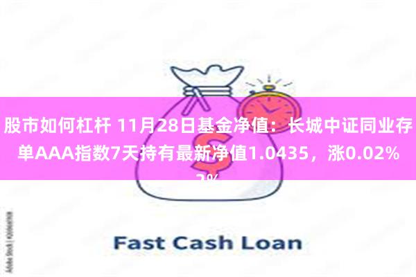 股市如何杠杆 11月28日基金净值：长城中证同业存单AAA指数7天持有最新净值1.0435，涨0.02%